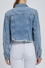 Medium Wash Classic Cropped Fitted Jacket: