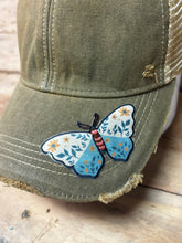 Butterfly Patch Distressed Snapback Mesh Cap