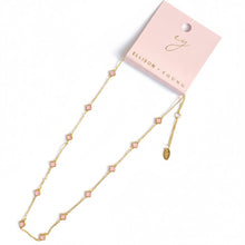 Petite Colored Clover Necklace: Blush Pink