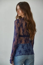 Charcoal Knit Lace Long Sleeve Mock Neck Top