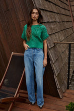 W1124 | Knit Sweater Crochet Round Neck Short Sleeve Top: Dark Brown / Small