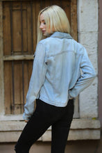 SJ919-ASIS WASHED DENIM TENCEL BUTTON FRONT JACKET: DENIM / XL