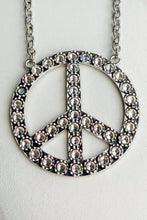 Blaze Rhinestone Peace Necklace- Silver