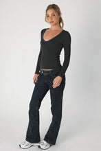 NS8314- Deep V Neck LS Top: 2218 Blue Opal