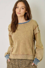 61618 Mixed Media Washed Sweatshirt: Vintage White / Large