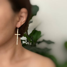 Slim And Stylish Cross Earrings: Gold