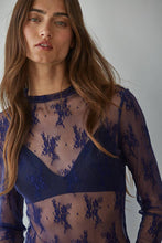 Charcoal Knit Lace Long Sleeve Mock Neck Top