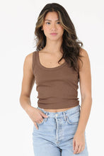 RIB KNIT TANK: COCOA BROWN