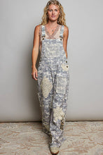 Crochet Contrast Patch Detail Chest Pocket Woven Overalls: INDIGO / S