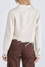 Cream Cropped Frayed Fitted Jacket