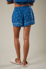 BLUE WHITE EMBROIDERED DETAIL PAJAMA SHORTS