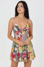 F4H12-A865 V NECK OPEN BACK PRINTED SUNDRESS: S