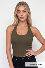 NS8489 - Floral Lace Halter Crop Top: 2267 Milk Tea