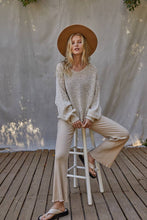 W1106 | Sweater Knit Crochet Round Neck Long Sleeve Top: Jade Green / Small