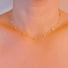 Petite Colored Clover Necklace: Blush Pink