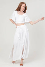 B6A55-ASIS DOUBLE SLIT MAXI SKIRT: White / S