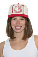 Long Live Cowgirls Trucker Hat in Red Split: Red