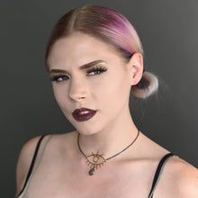 Funky Brass Eye Pendant with Labradorite Drop Necklace: Smoky Quartz