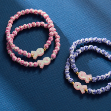 Holy Water Porcelain Pink Ribbon Bracelet Waterproof Gold