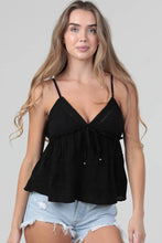 C2C99-ASIS LACE TRIM TIERED CAMI TANK TOP WITH TIE: DESERT SAGE / S