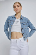 Medium Wash Classic Cropped Fitted Jacket: