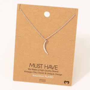 Hammered Crescent Pendant Necklace: G