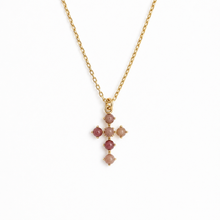 Ellison+Young Natural Stone Cross Pendant Necklace, Gold Chain: Tiger's Eye Brown