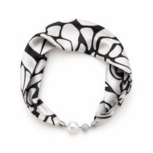 Ellison+Young Satin Twilly Scarf Necklace with Jeweled Magnetic Clasp: Luxe Equestrian Print