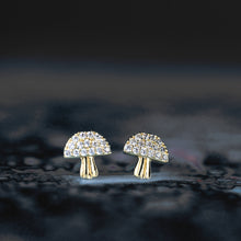 Pave Crystal Enchanted Magical Mushroom Studs