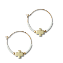 Faithful Cross Earrings-White | Beaded Earrings for Women
