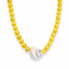 Beachside Shell Beaded Necklace – Bold Statement Strand: Yellow