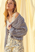 J4475   LIGHT WEIGHT CABLE KNITTED CARDIGAN: ROSE / M