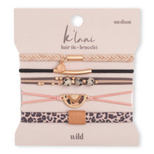"Wild" Animal Print with Pink Accent Hair Tie Bracelets: Small