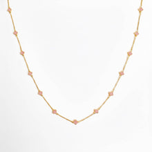 Petite Colored Clover Necklace: Blush Pink