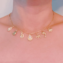 Golden Sea Charm Necklace – Shell, Dolphin & Starfish