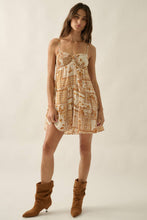 Tropical Floral-Print Smocked Tiered Babydoll Cami Romper: Oatmeal / M