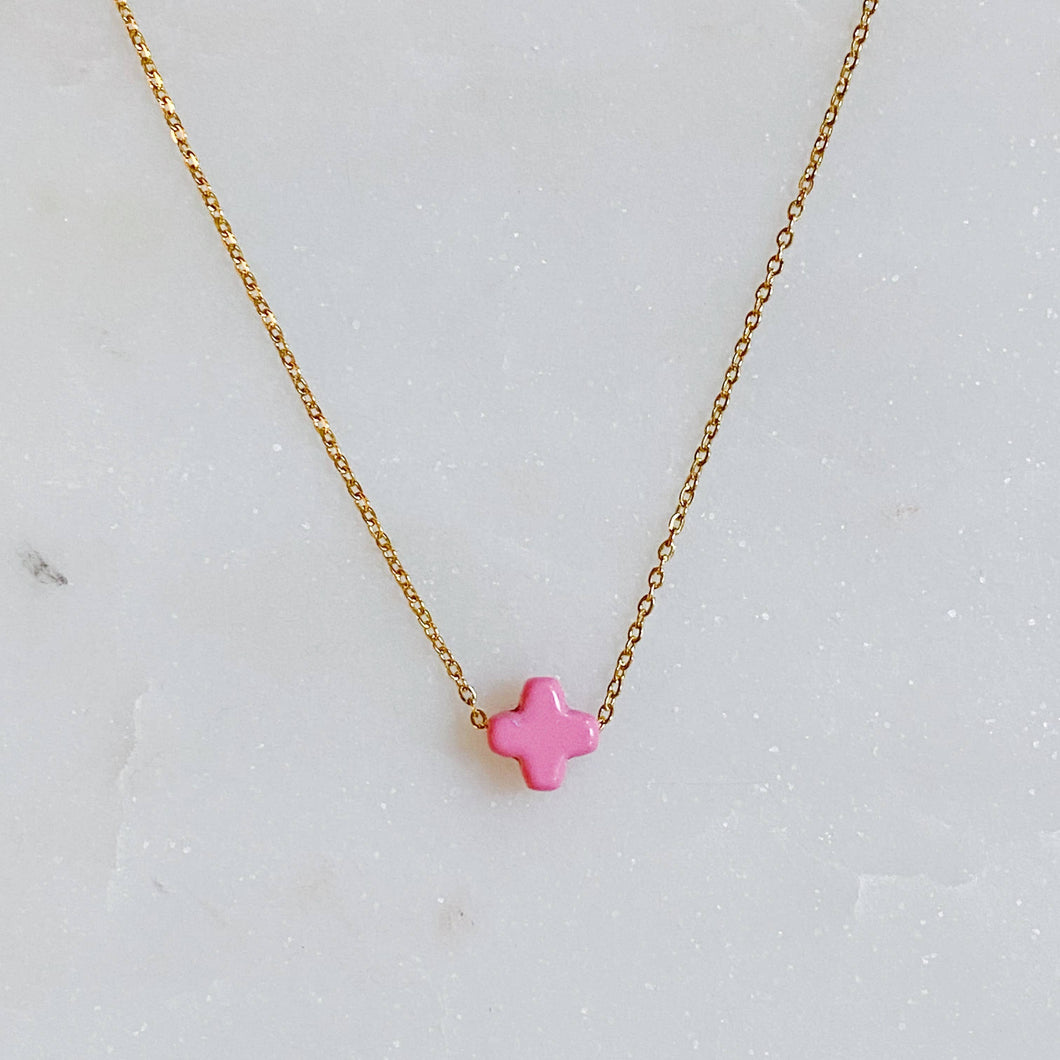So Very Blessed Cross Necklace: Pink