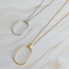 Sleek Oval Pendant Long Necklace: Gold