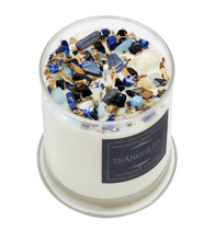 Tranquility Candle - Soy Candles - Flower & Crystal Candles: 12oz Round Glass