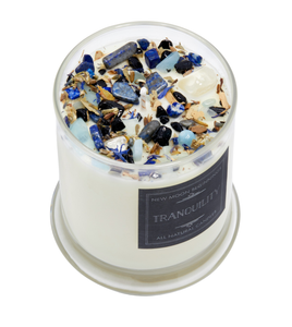 Tranquility Candle - Soy Candles - Flower & Crystal Candles: 12oz Round Glass