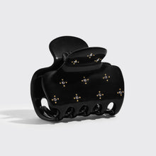 Recycled Plastic Rhinestone Medium Puffy Claw Clip-Black