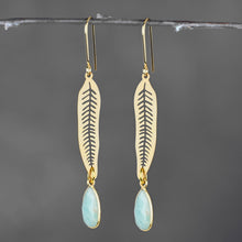Leaf Tear Drop Earrings: Labradorite
