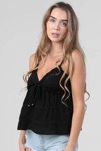 C2C99-ASIS LACE TRIM TIERED CAMI TANK TOP WITH TIE: DESERT SAGE / L