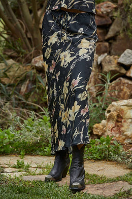 Onyx Bloom Midi Skirt