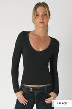 NS8314- Deep V Neck LS Top: 2218 Blue Opal
