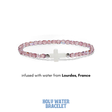 Holy Water Beaded Amethyst Cross Bracelet Gold