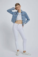 Medium Wash Classic Cropped Fitted Jacket: