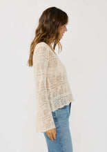 V-Neck Crochet Knit Top: NATURAL / S