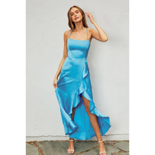 Satin Corset Open Back Ruffled Dress: CHAMPAGNE / S-M-L(3-2-1)
