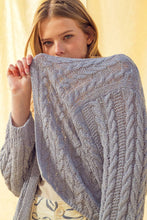 J4475   LIGHT WEIGHT CABLE KNITTED CARDIGAN: ROSE / L